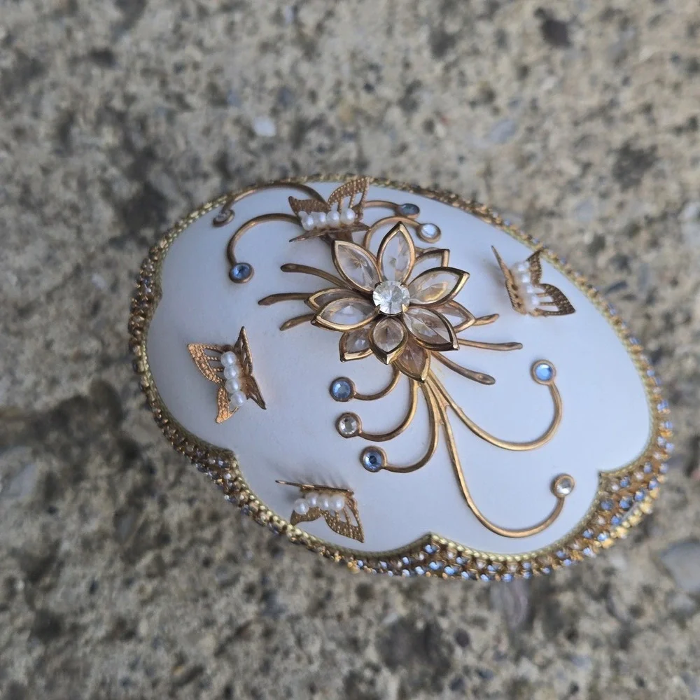 Decorated Egg Trinket Box Satin Line By Eggspressions Easter Decor. Flaw!